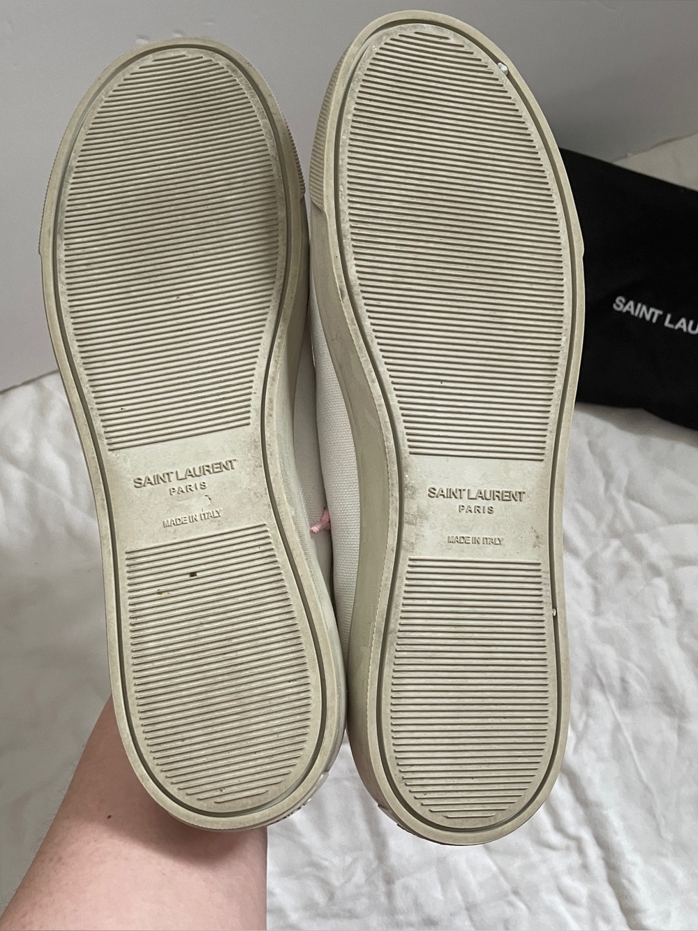 Saint Laurent Pink and White leather-trimmed Canvas Sneakers - Picture 7 of 14